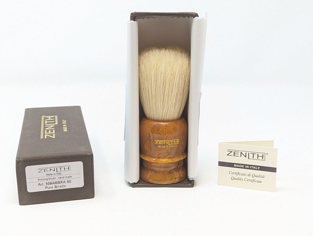 Zenith Boar Brush with an Amber Resin Handle. 28mm Knot. B44 – The