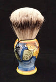 Handcrafted Sicilian Ceramic Silvertip Badger Brush by Zenith. Flower Design. 28mm Knot. P7