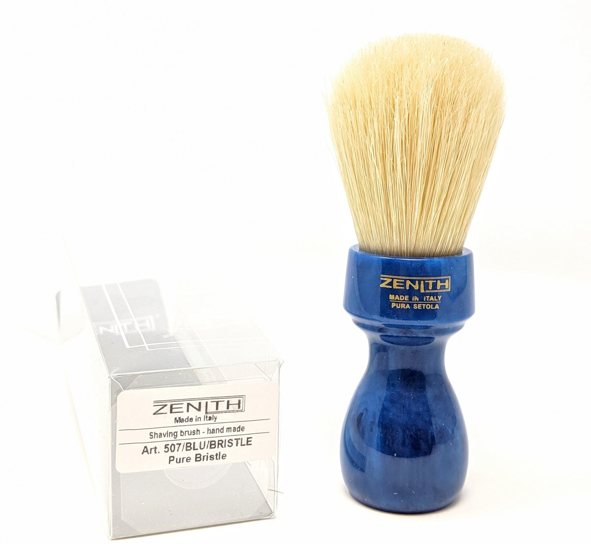 Blue Resin Handle Boar Brush by Zenith Made In Italy B29 – The