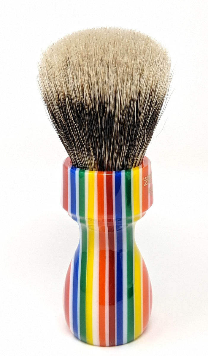 Tall Multicolored Zenith Manchurian Brush. 27.5x51mm. 2-Band