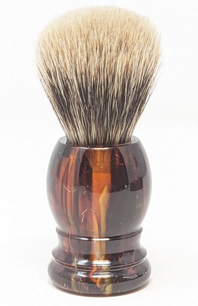 モンパチ Plastic Tortoise Shell Manchurian Badger Shaving Brush by Zenith