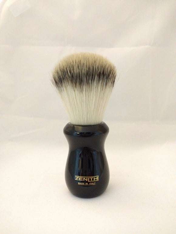 Zenith Ergo Resin Handle Synthetic Black Shave Brush. 26mm. S10