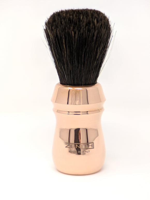 Extra Soft Horse Shave Brush by Zenith. Copper Handle. Made In Italy E2