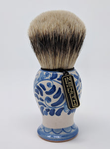 Handcrafted Sicilian Ceramic Silvertip Badger Brush by Zenith. 28mm Knot. P5
