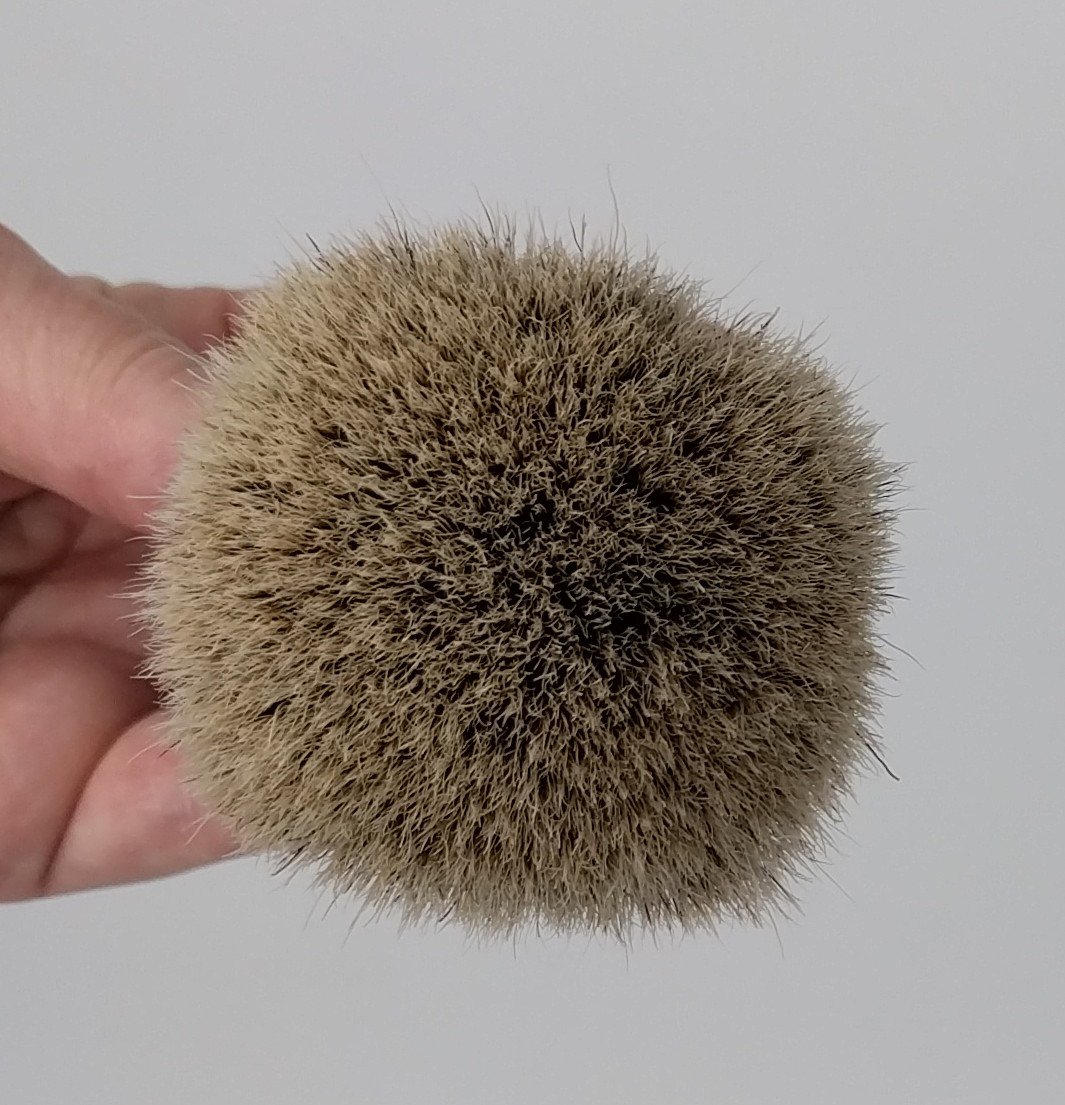 Blue Resin Manchurian 2-Band Brush By Zenith. 26x51mm Knot. Made