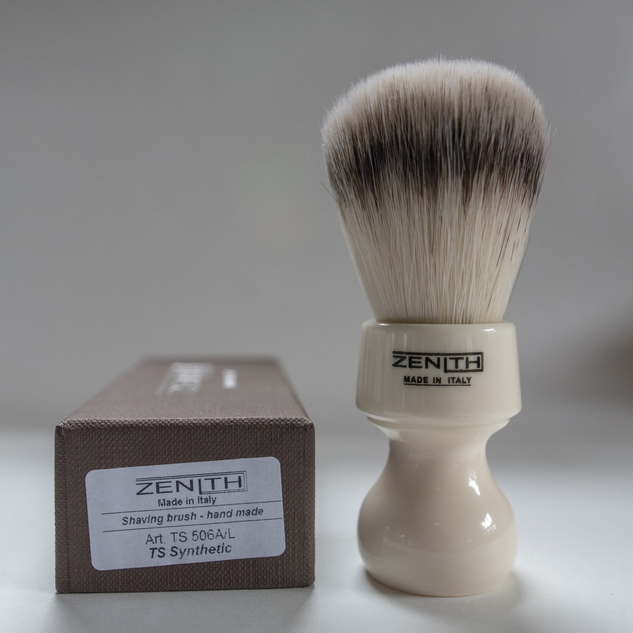 Zenith White Resin Handle XL Synthetic Shave Brush. S2 – The