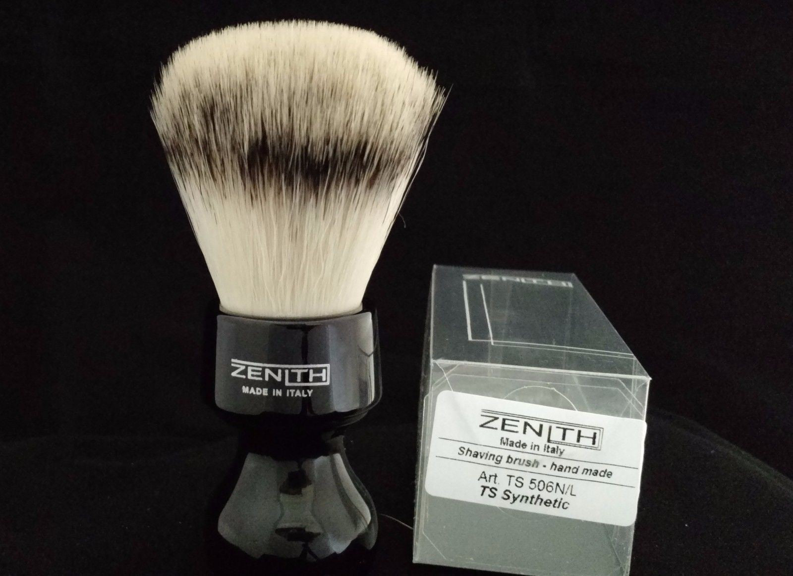 Zenith Resin Handle XL Synthetic Black Shave Brush. 27.5mm. Made