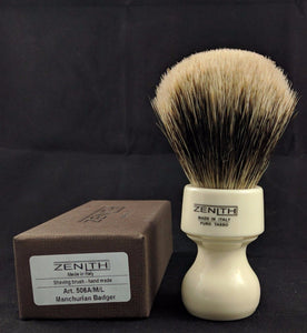 White Resin Manchurian Badger Shave Brush by Zenith M3