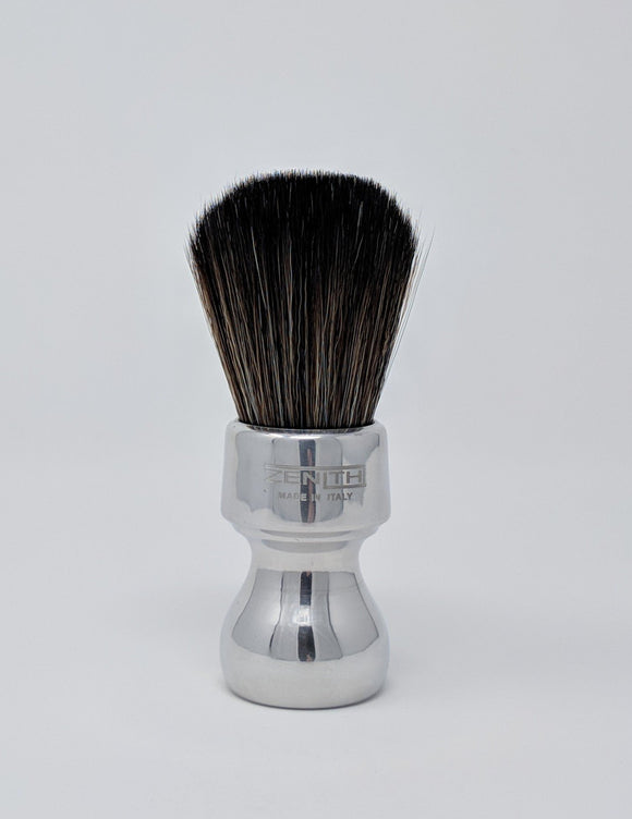 Short Retro Aluminum Shaving Brush with Black Synthetic Knot. Zenith 27.5mm N5