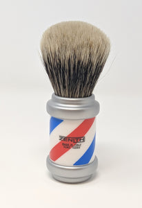 Zenith Barber Pole Manchurian Badger Brush. 27mm. Made in Italy. M24