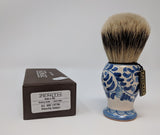 Handcrafted Sicilian Ceramic Silvertip Badger Brush by Zenith. 28mm Knot. P5