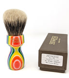 Tall Multicolored Zenith Manchurian Brush. 27.5x51mm. 2-Band Badger. Italy M22