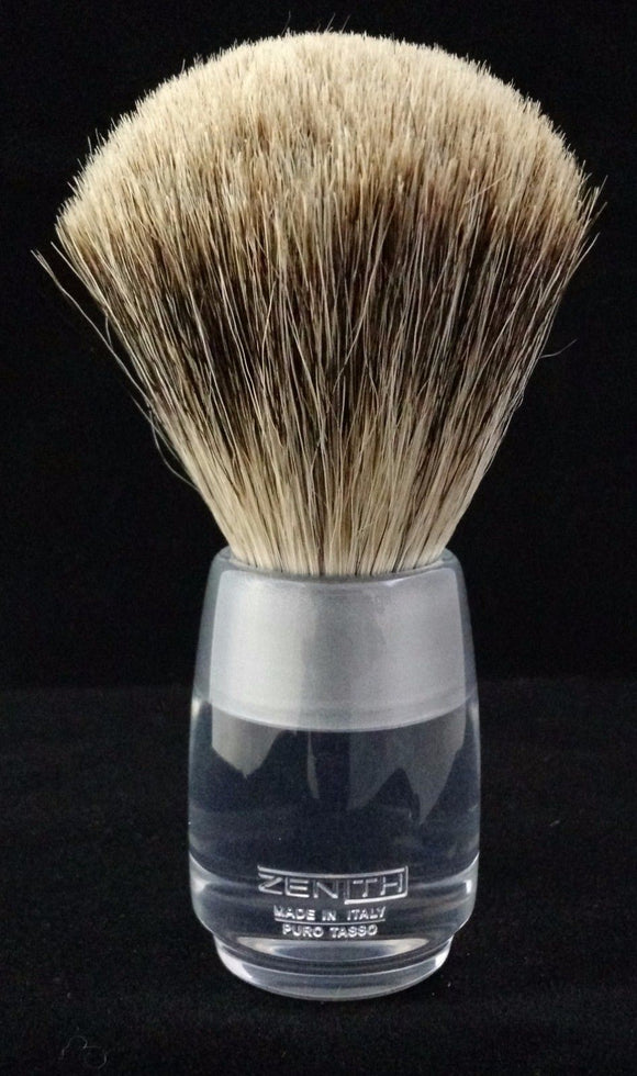 Zenith Clear Resin Handle Best Badger Shave Brush. 24.5mm Knot. T2