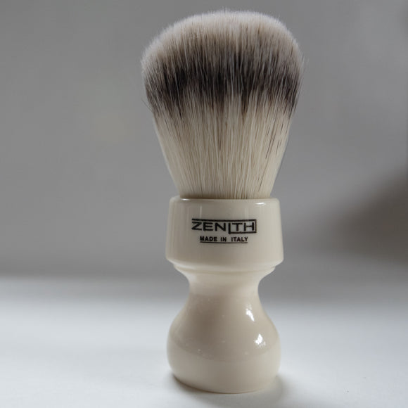 Zenith White Resin Handle XL Synthetic Shave Brush.  S2