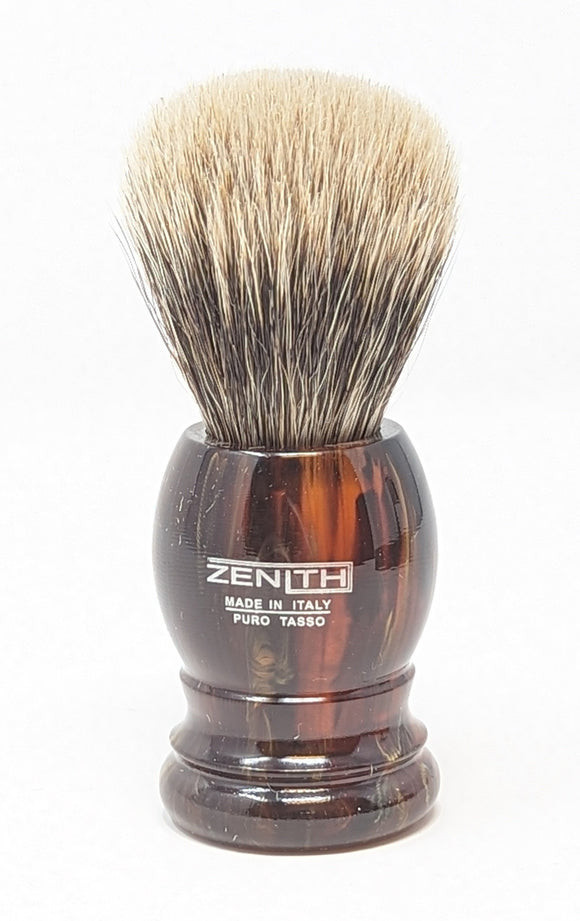 Plastic Tortoise Shell Manchurian Badger Shaving Brush by Zenith 23mm Knot M34