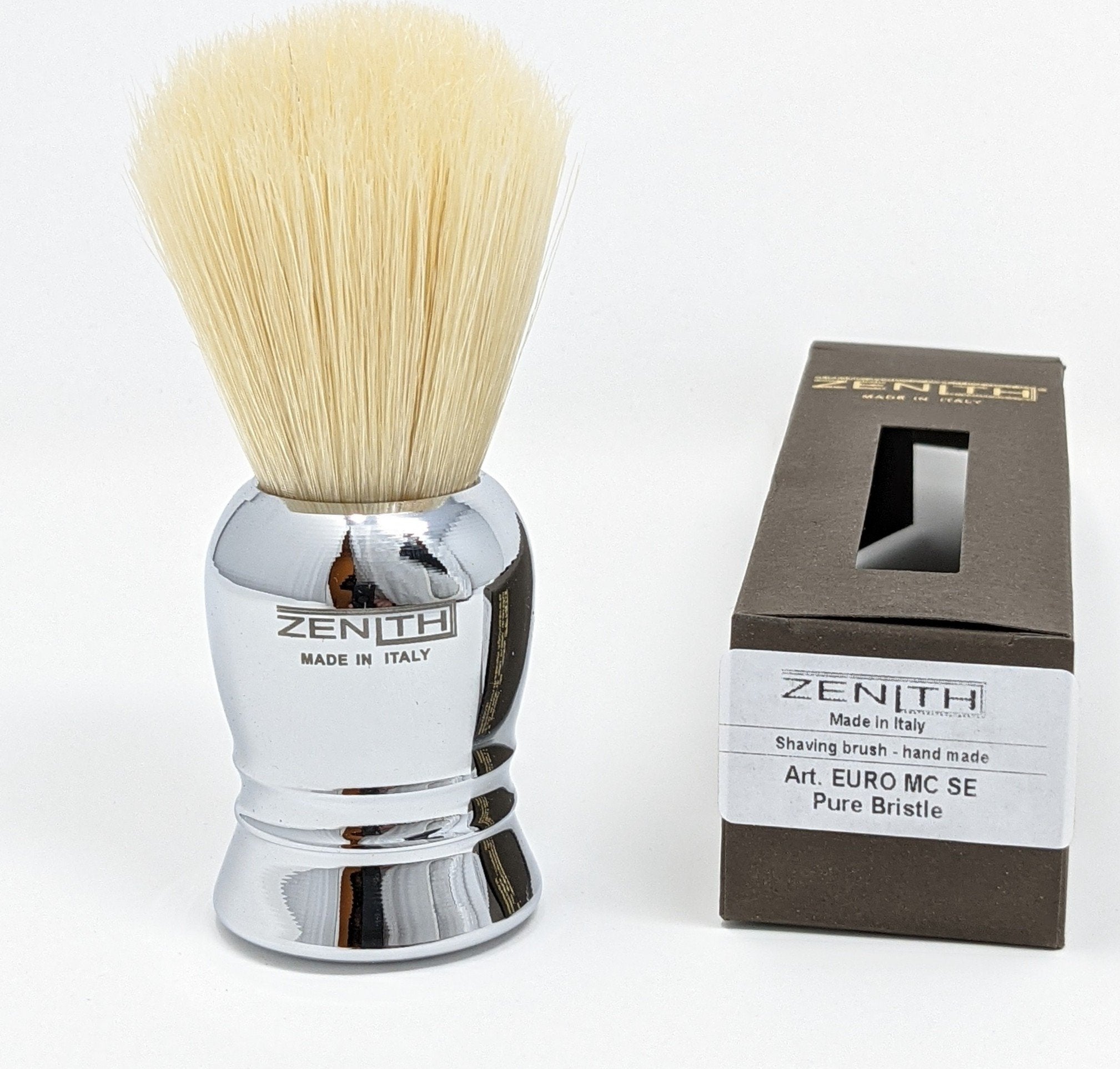 Smaller Boar Shave Brush With Chrome Handle By Zenith. Made In