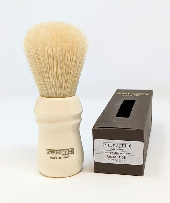 Zenith Pro Boar Brush w/ White Resin Handle. 28 x 57mm Knot. B39