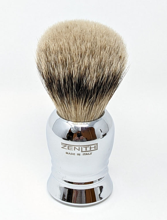 Silvertip Badger Shaving Brush With Copper Chrome Euro Handle by Zenith P22
